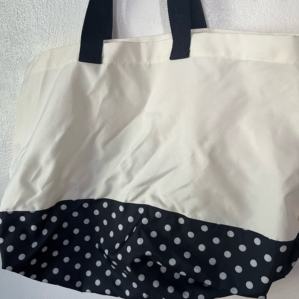 Aerie Cream and Black Polka Dot Tote - Picture 3 of 4